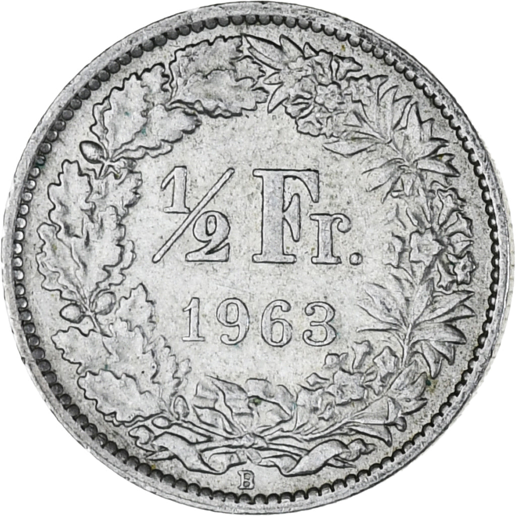 Münze, Schweiz, 1/2 Franc, 1963, Bern, VZ, Silber, KM:23