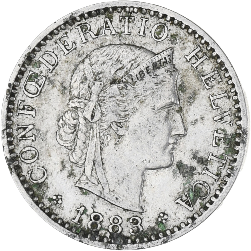 Münze, Schweiz, 20 Rappen, 1883, Bern, S+, Kupfer-Nickel, KM:29a