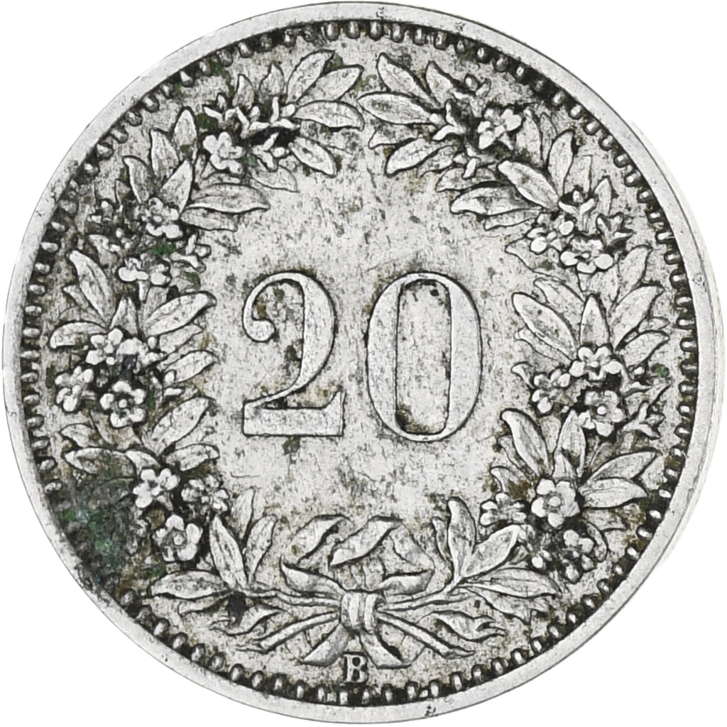 Münze, Schweiz, 20 Rappen, 1883, Bern, S+, Kupfer-Nickel, KM:29a