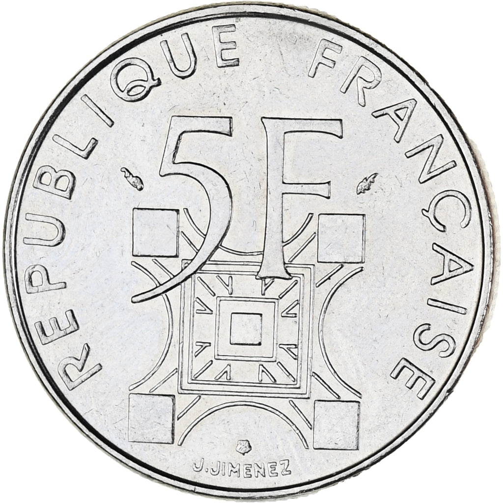 Moeda, França, 5 Francs, 1989, AU(55-58), Níquel