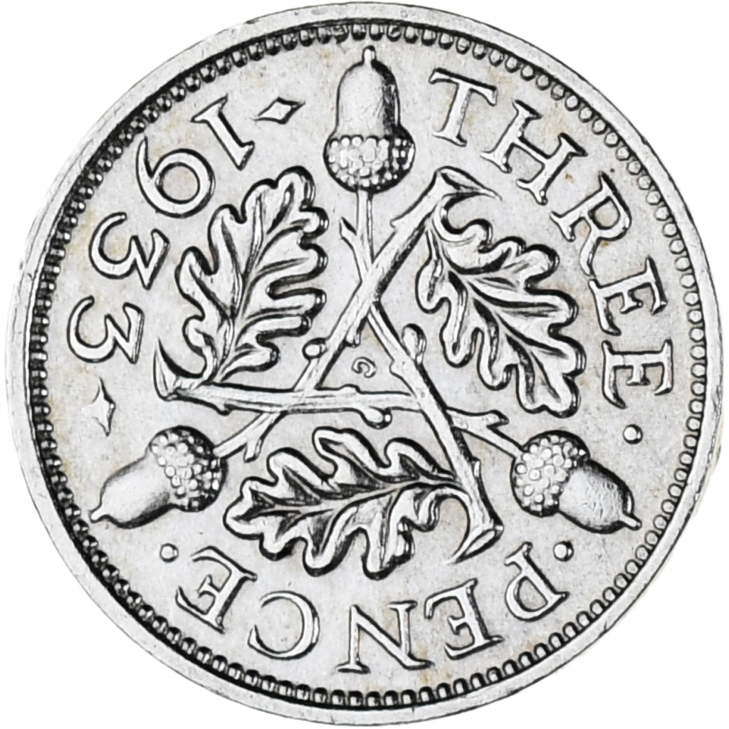 Coin, Great Britain, George V, 3 Pence, 1933, AU(55-58), Silver, KM:831