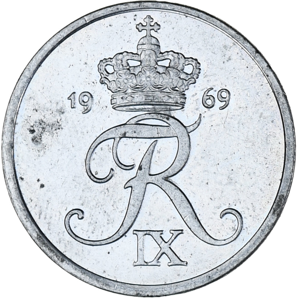 Coin, Denmark, Frederik IX, 2 Öre, 1969, Copenhagen, EF(40-45), Zinc, KM:840.2