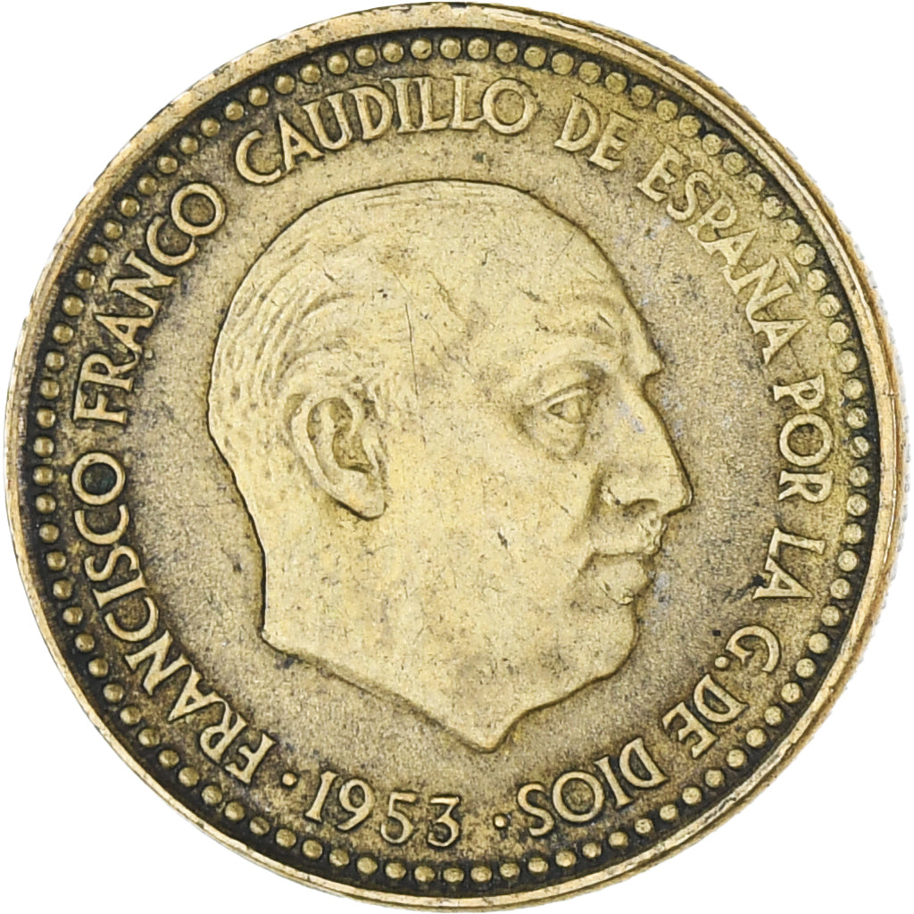 Coin, Spain, Francisco Franco, caudillo, Peseta, 1953 (63), AU(55-58)