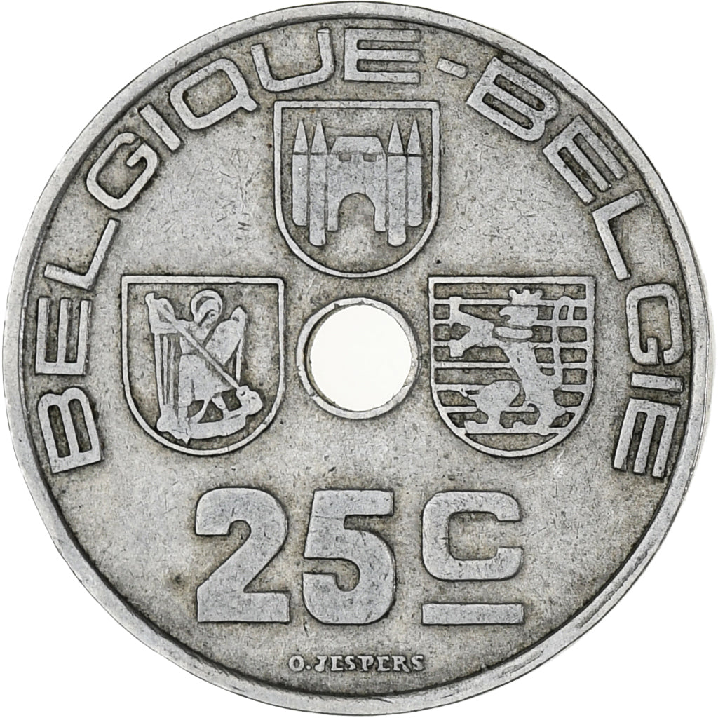 Moeda, Bélgica, 25 Centimes, 1939, EF(40-45), Níquel-Latão, KM:114.1