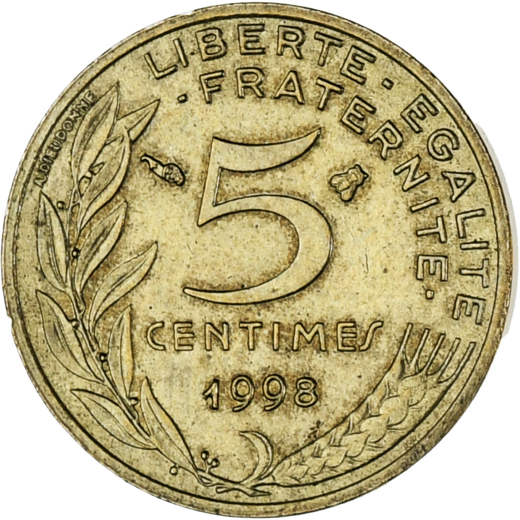 Münze, Frankreich, Marianne, 5 Centimes, 1998, Paris, VZ, Aluminum-Bronze