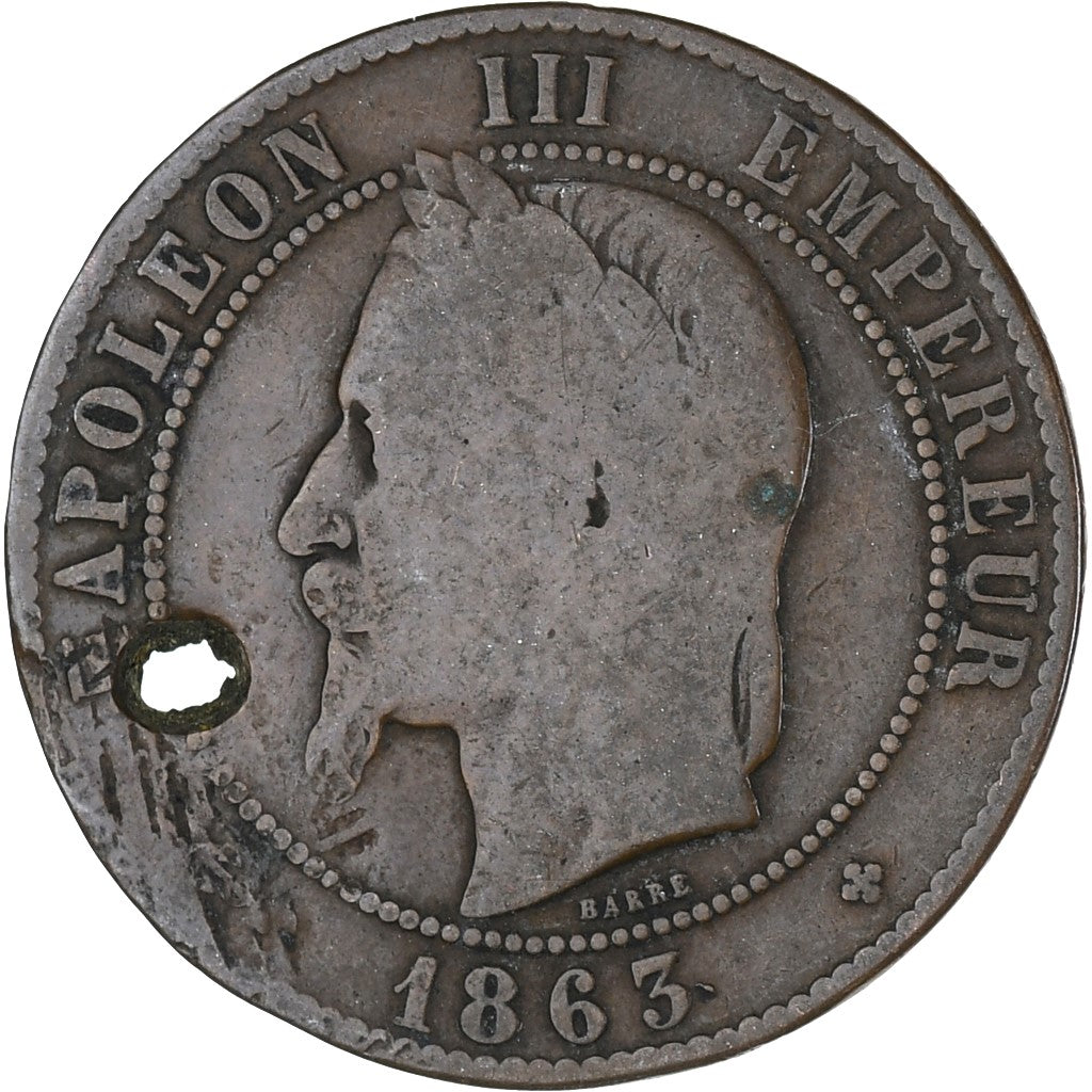 Munten, Frankrijk, Napoleon III, Napoléon III, 10 Centimes, 1863, Strasbourg