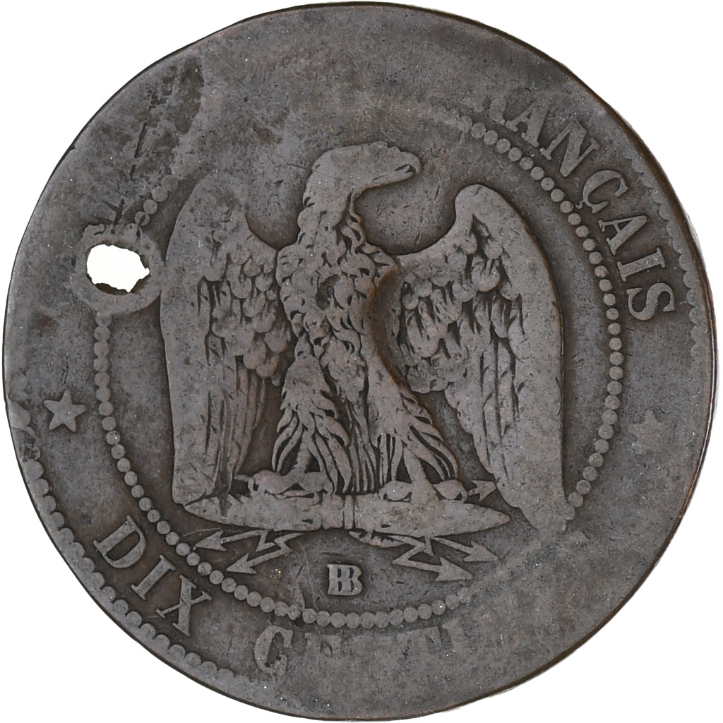 Munten, Frankrijk, Napoleon III, Napoléon III, 10 Centimes, 1863, Strasbourg