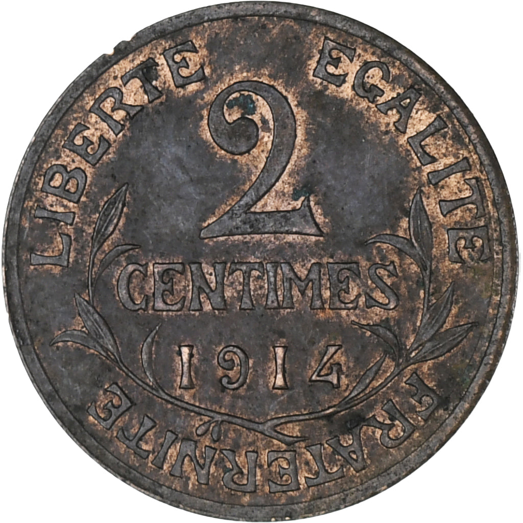 Munten, Frankrijk, Dupuis, 2 Centimes, 1914, Paris, ZF, Bronzen, KM:841