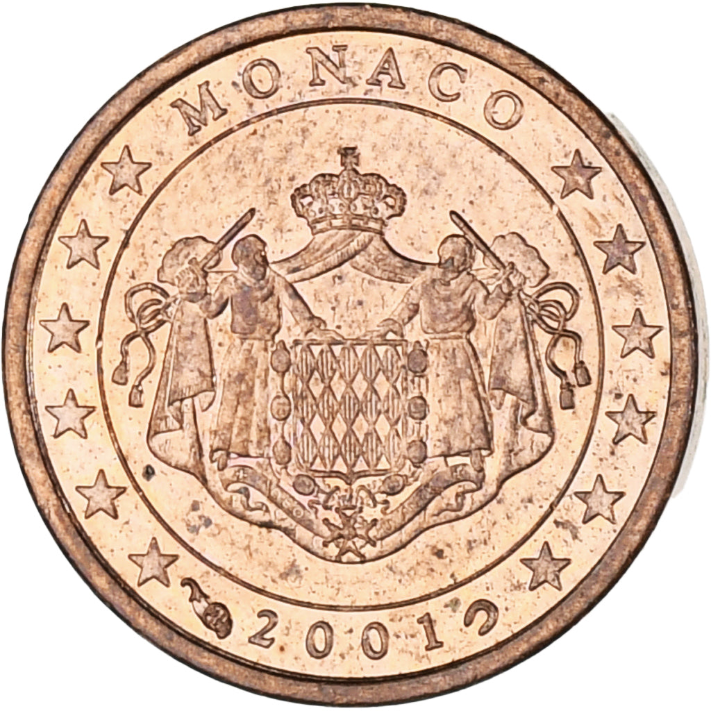 Monaco, Rainier III, Euro Cent, 2001, Paris, MS(63), Copper Plated Steel, KM:167
