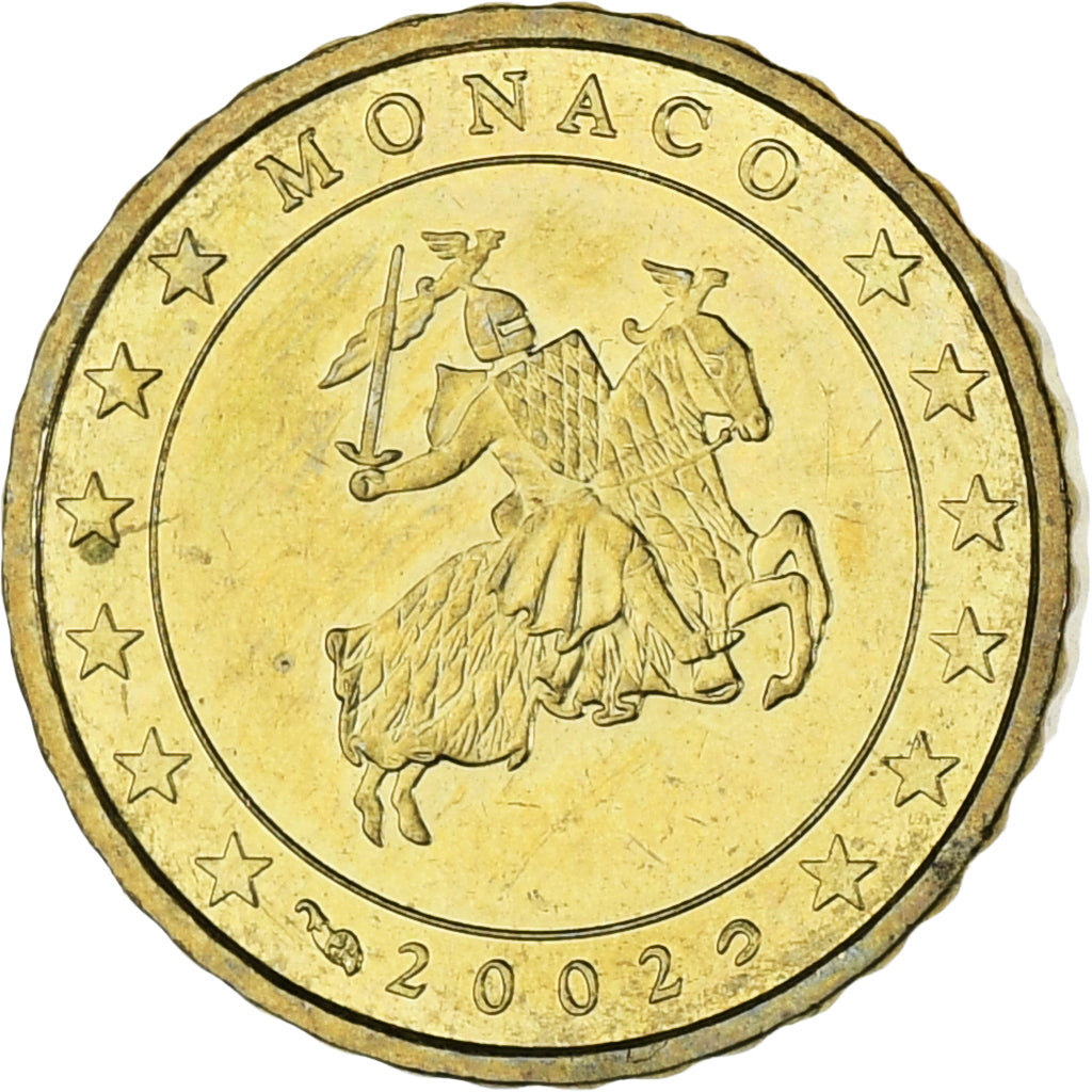 Monaco, Rainier III, 10 Euro Cent, 2002, Paris, MS(63), Brass, KM:170