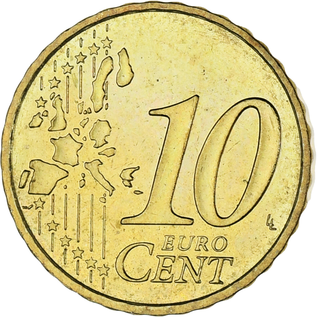 Monaco, Rainier III, 10 Euro Cent, 2002, Paris, MS(63), Brass, KM:170