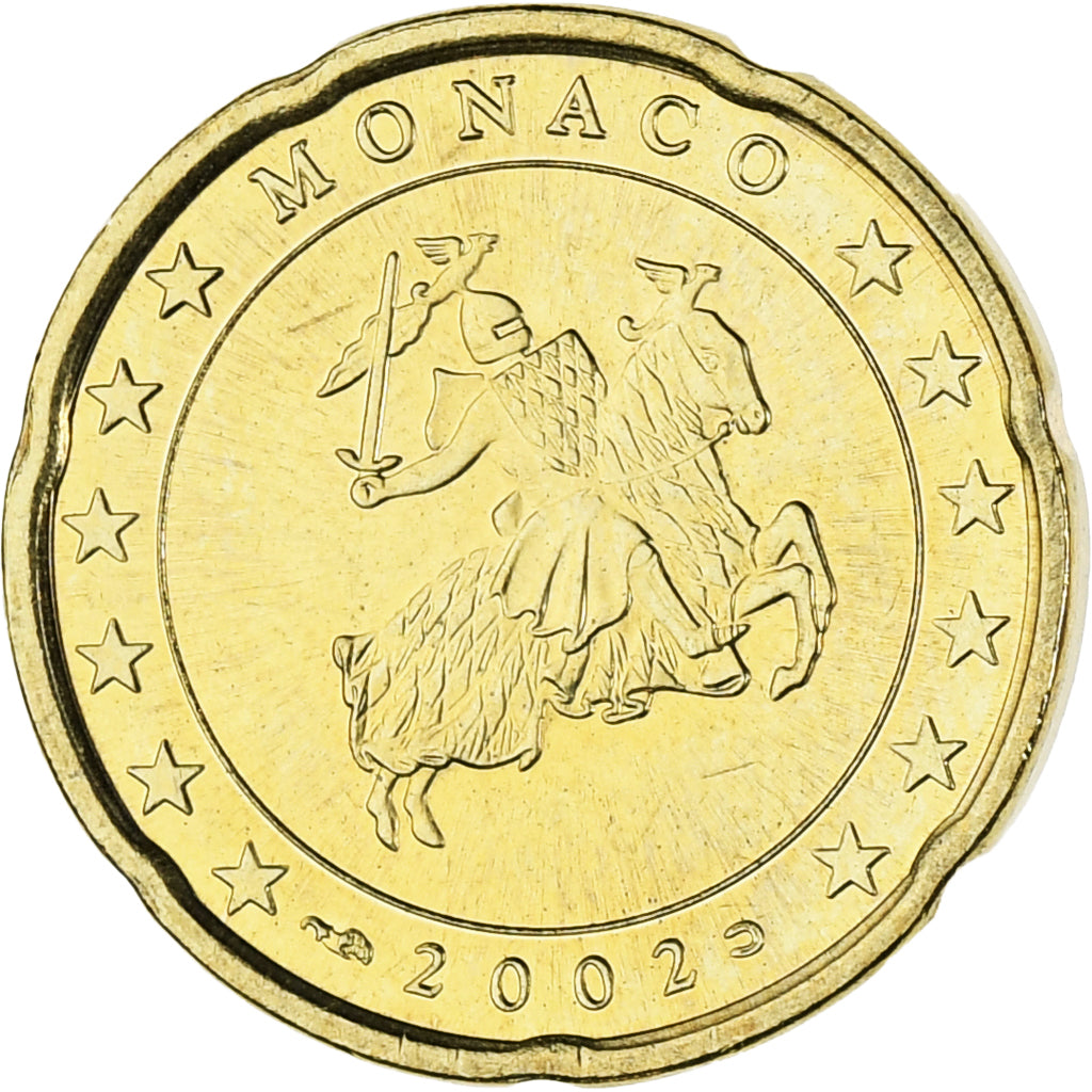 Monaco, Rainier III, 20 Euro Cent, 2002, Paris, SPL, Laiton, KM:171