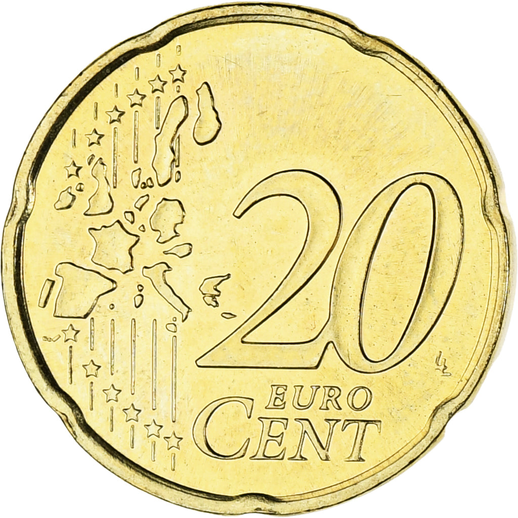 Monaco, Rainier III, 20 Euro Cent, 2002, Paris, SPL, Laiton, KM:171