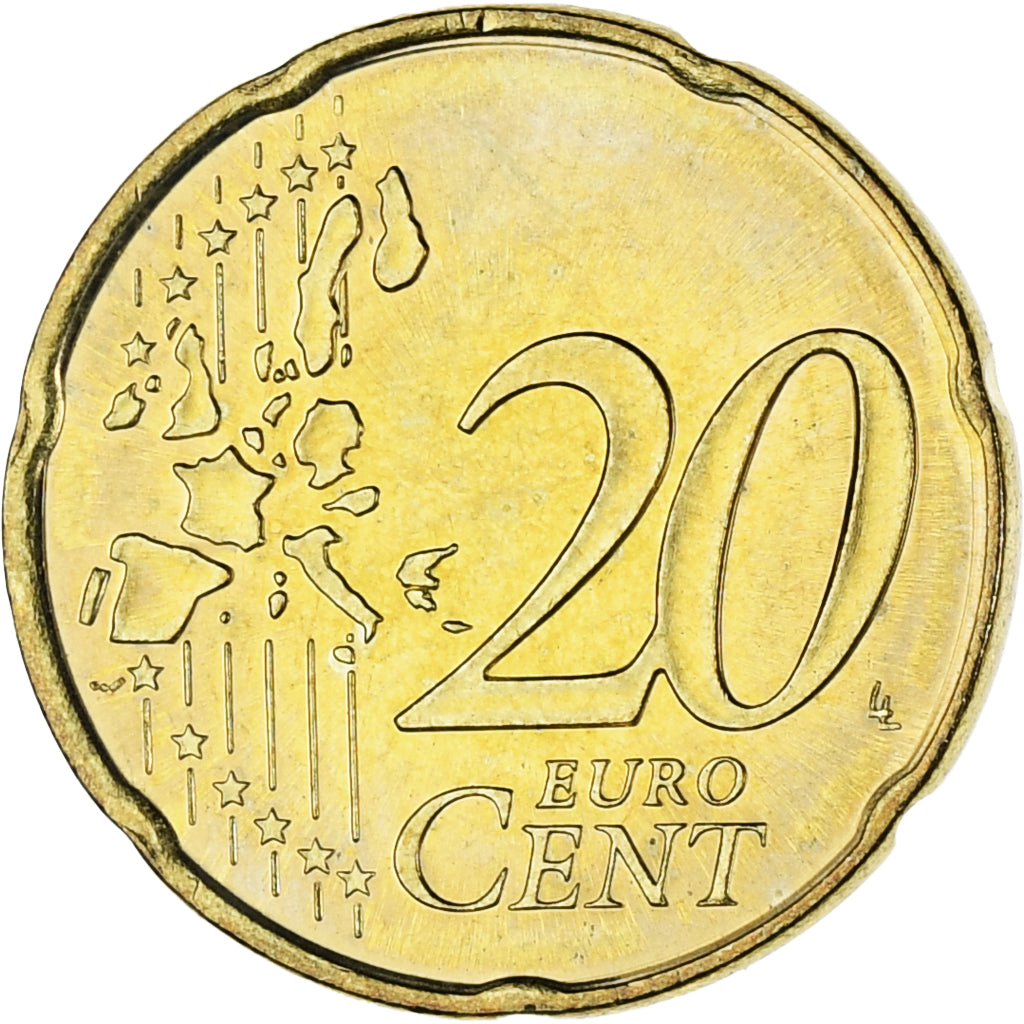 Mónaco, Rainier III, 20 Euro Cent, 2002, Paris, SC, Latón, KM:171