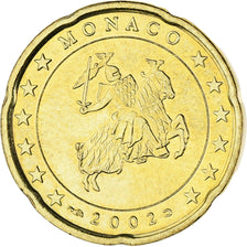 Monaco, Rainier III, 20 Euro Cent, 2002, Paris, MS(63), Brass, KM:171