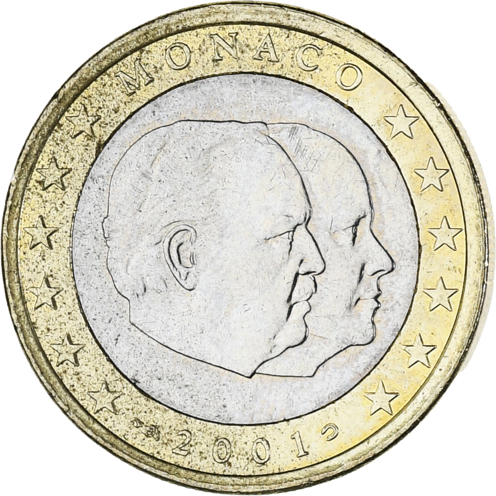 Monaco, Rainier III, Euro, 2001, Paris, MS(63), Bi-Metallic, KM:173