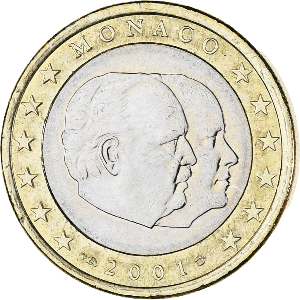 Monaco, Rainier III, Euro, 2001, Paris, MS(63), Bi-Metallic, KM:173