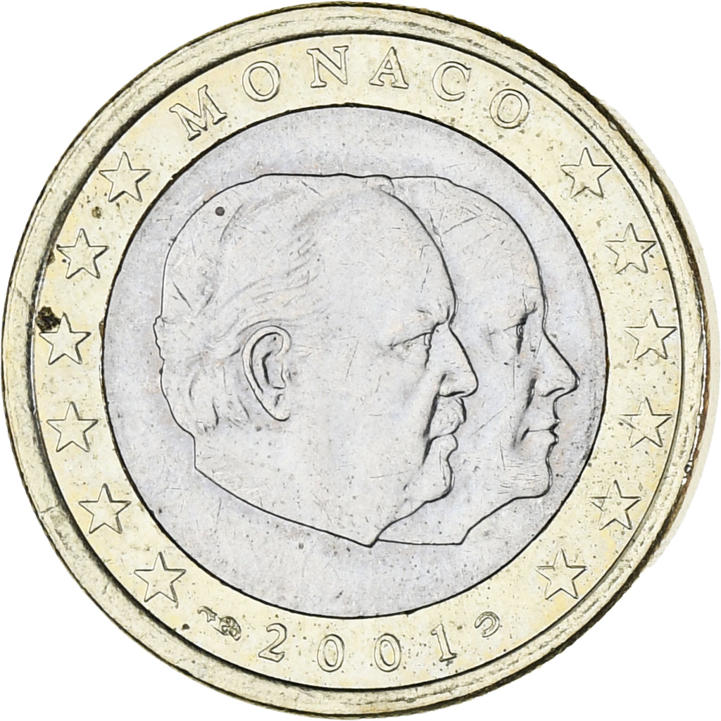 Monaco, Rainier III, Euro, 2001, Paris, MS(63), Bi-Metallic, KM:173