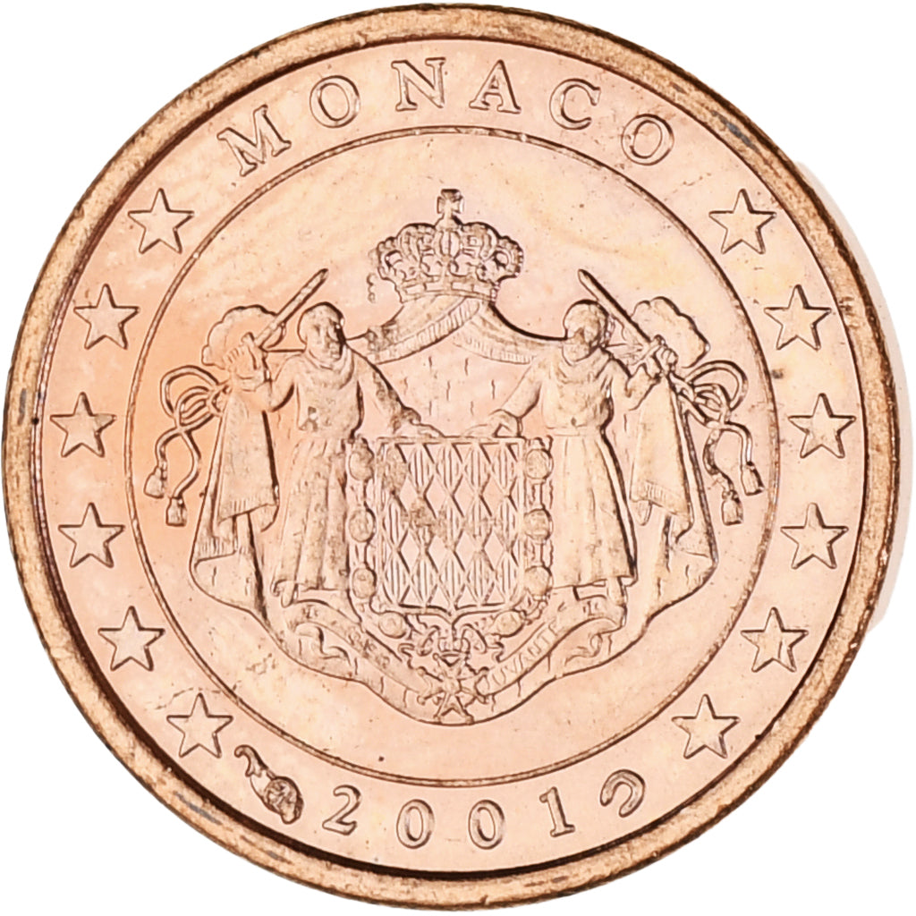Monaco, Rainier III, Euro Cent, 2001, Paris, MS(63), Copper Plated Steel, KM:167