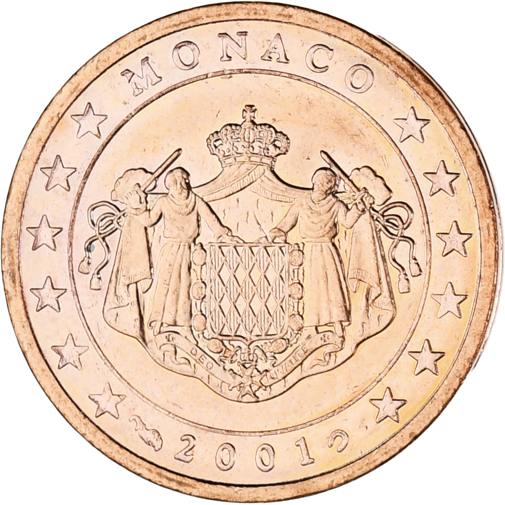 Monaco, Rainier III, 2 Euro Cent, 2001, Paris, MS(63), Copper Plated Steel
