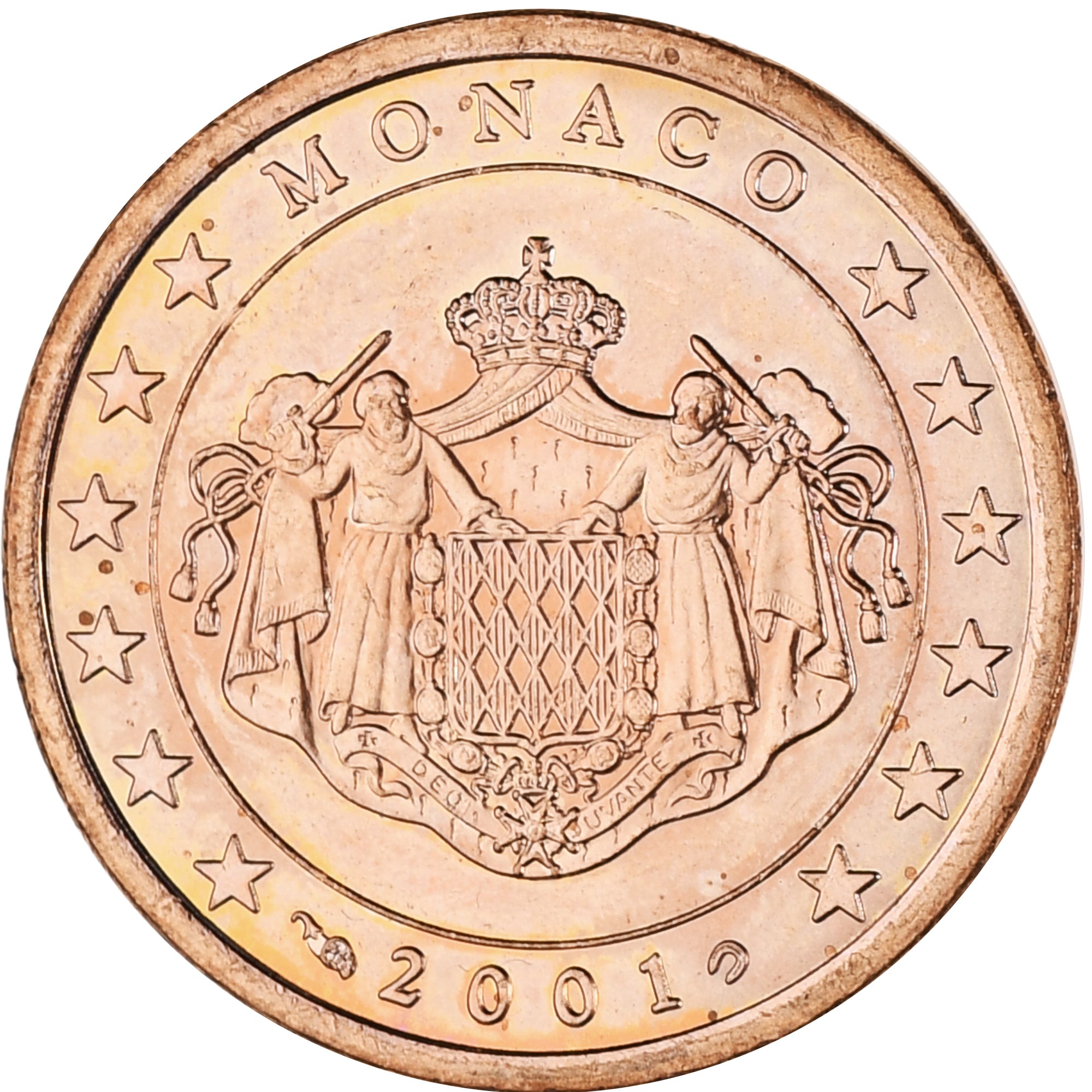 Monaco, Rainier III, 5 Euro Cent, 2001, Paris, MS(63), Copper Plated Steel