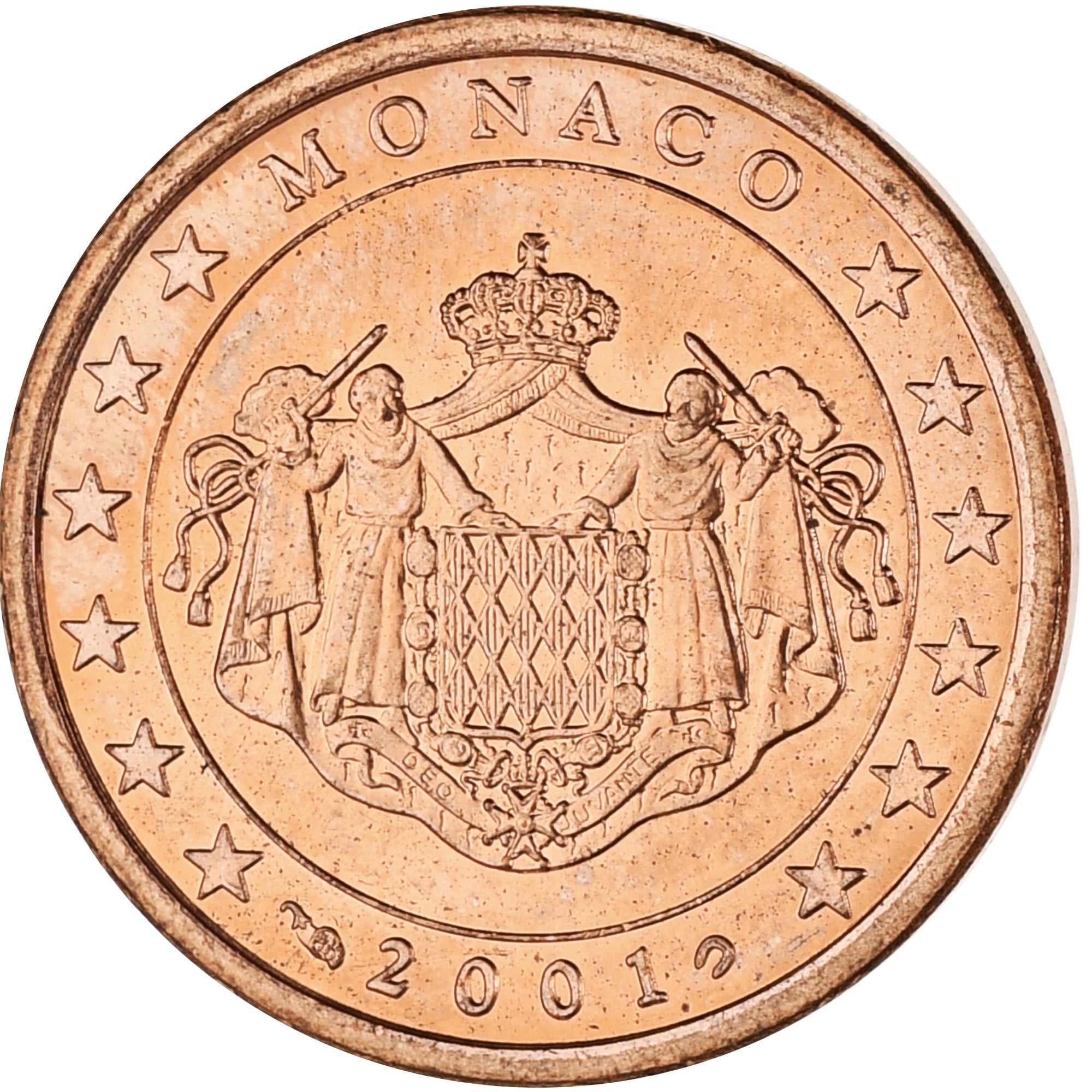Monaco, Rainier III, 5 Euro Cent, 2001, Paris, MS(63), Copper Plated Steel