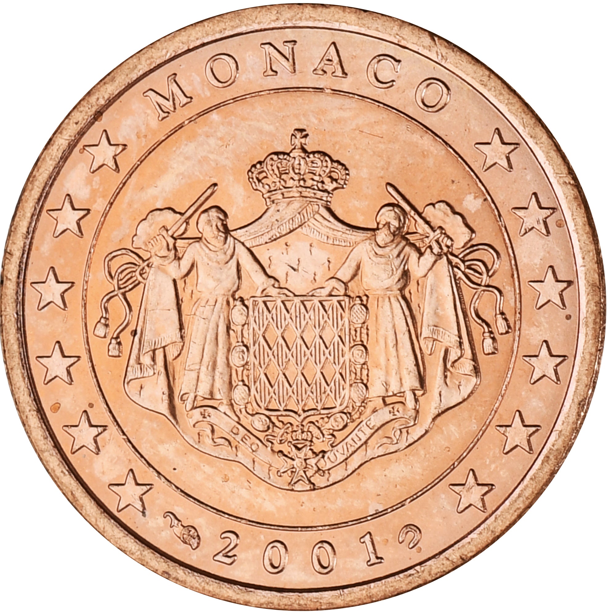 Monaco, Rainier III, 5 Euro Cent, 2001, Paris, MS(63), Copper Plated Steel
