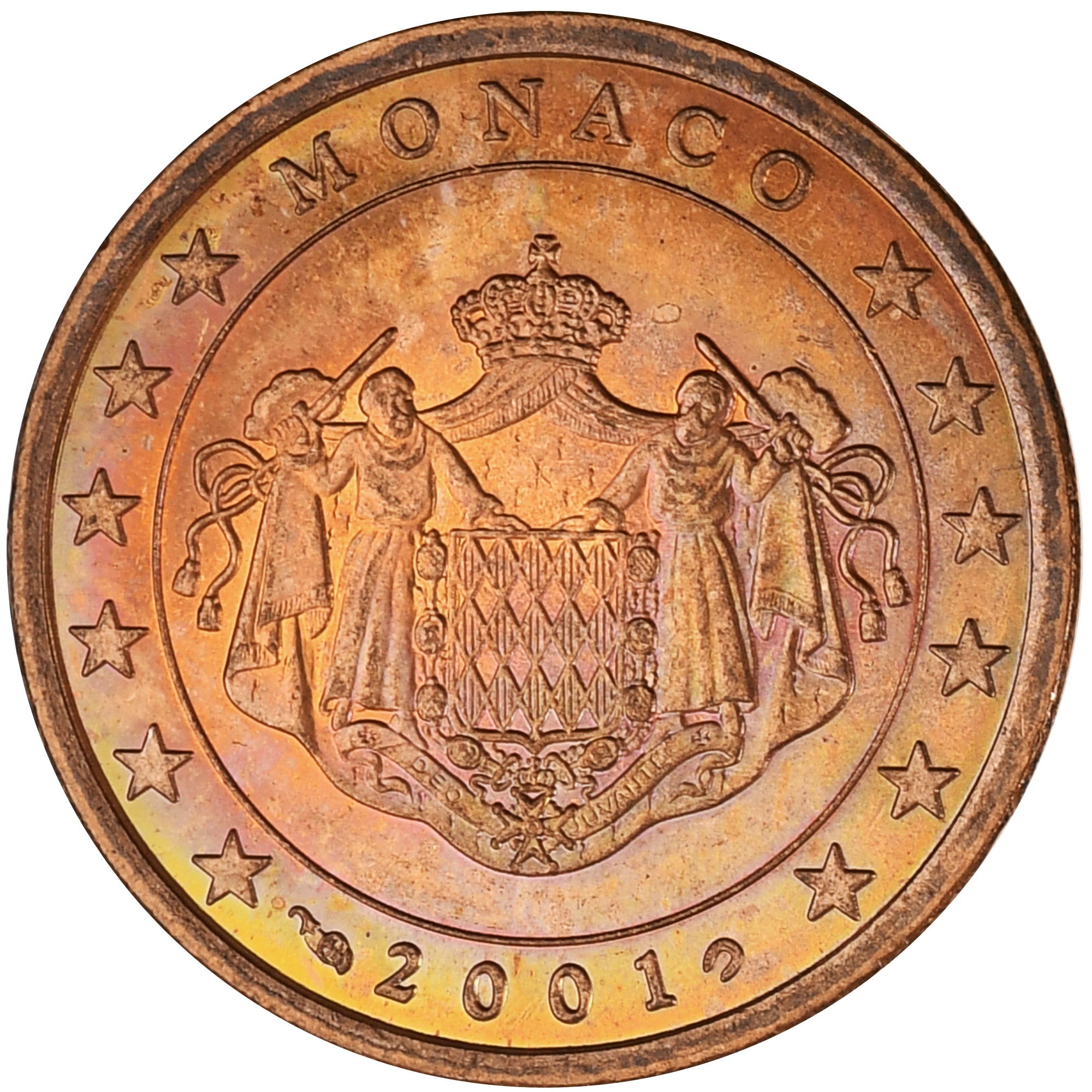 Monaco, Rainier III, 5 Euro Cent, 2001, Paris, MS(63), Copper Plated Steel