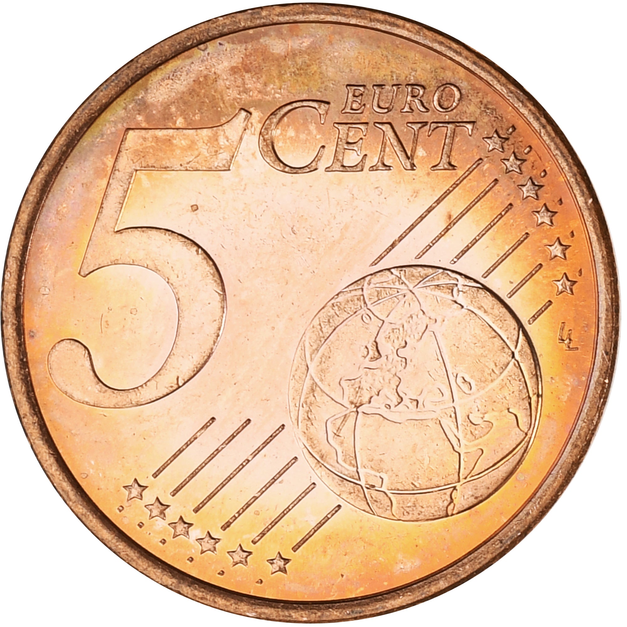 Monaco, Rainier III, 5 Euro Cent, 2001, Paris, MS(63), Copper Plated Steel