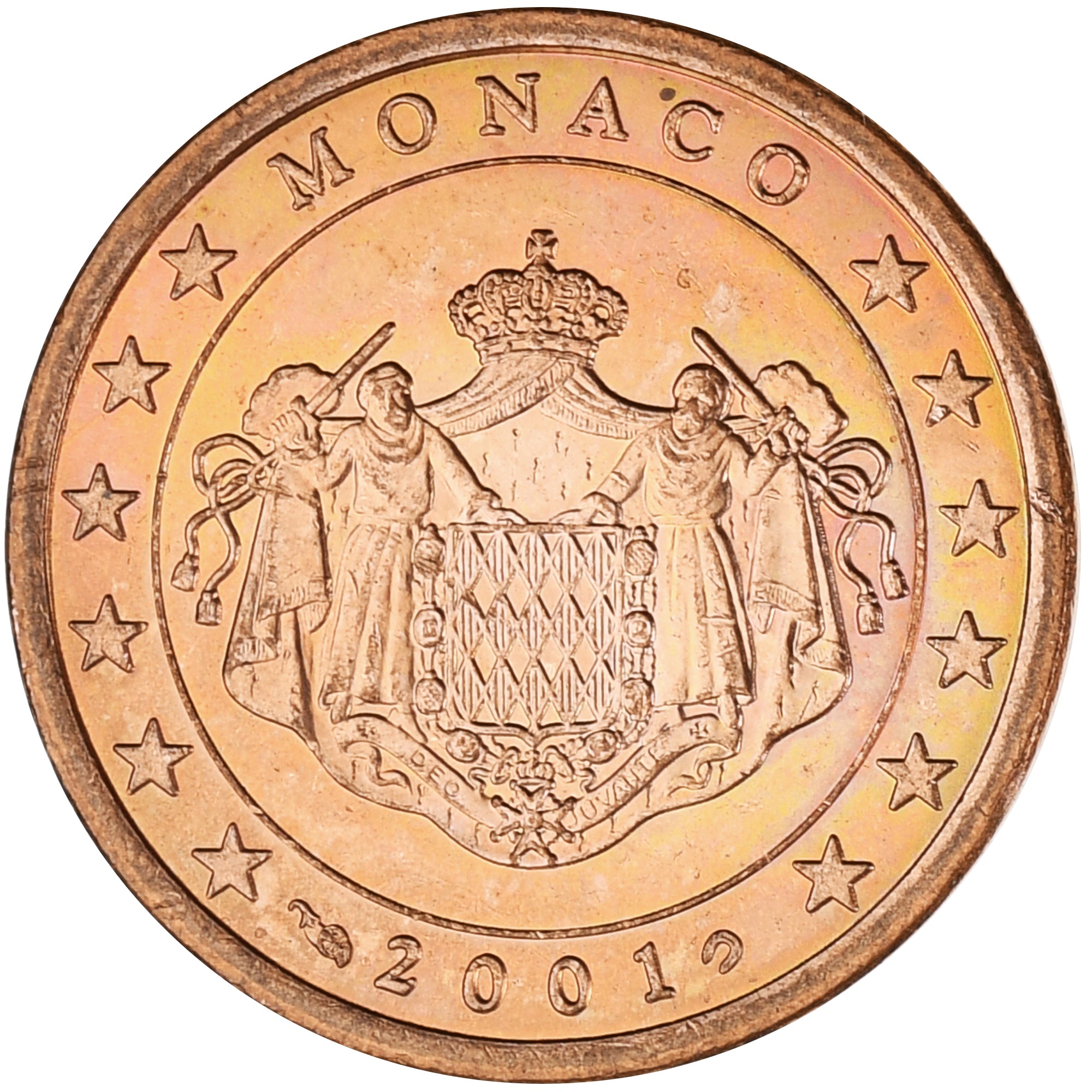 Monaco, Rainier III, 5 Euro Cent, 2001, Paris, MS(63), Copper Plated Steel