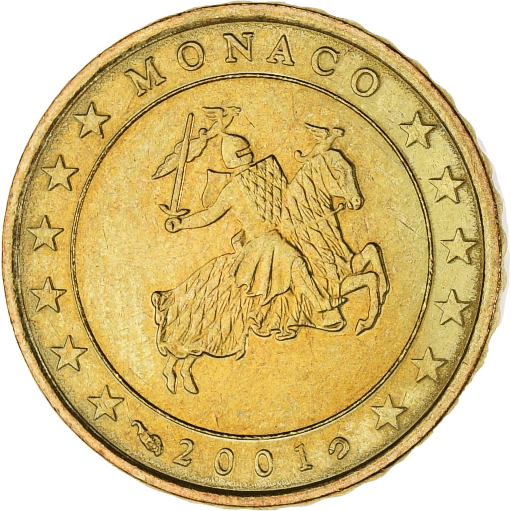 Monaco, Rainier III, 10 Euro Cent, 2001, Paris, MS(63), Brass, KM:170