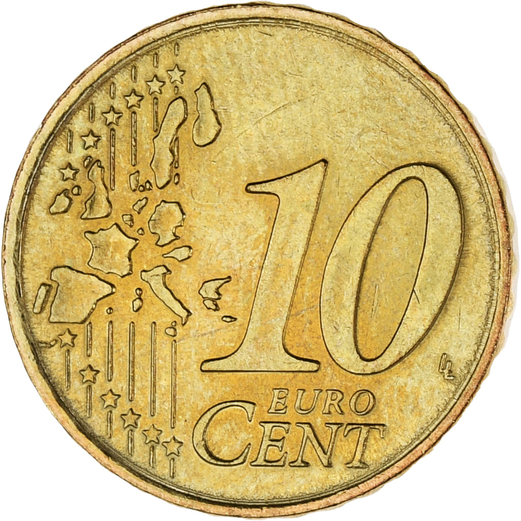 Monaco, Rainier III, 10 Euro Cent, 2001, Paris, MS(63), Brass, KM:170