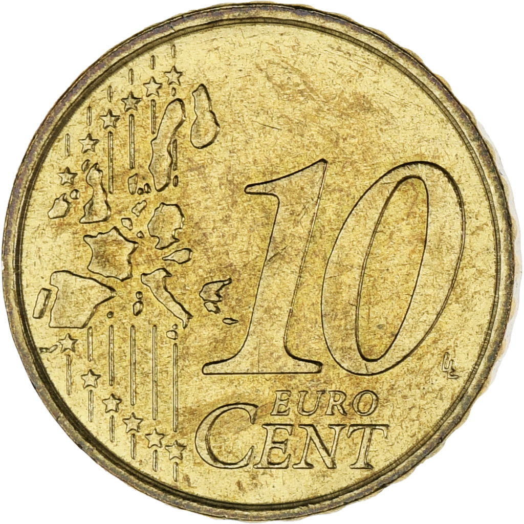 Mónaco, Rainier III, 10 Euro Cent, 2001, Paris, MS(63), Latão, KM:170