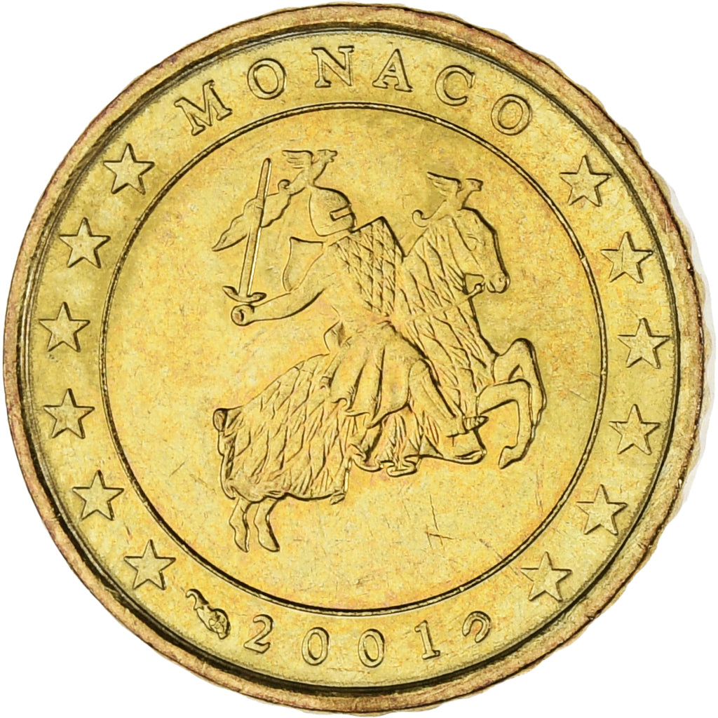 Monaco, Rainier III, 10 Euro Cent, 2001, Paris, MS(63), Brass, KM:170