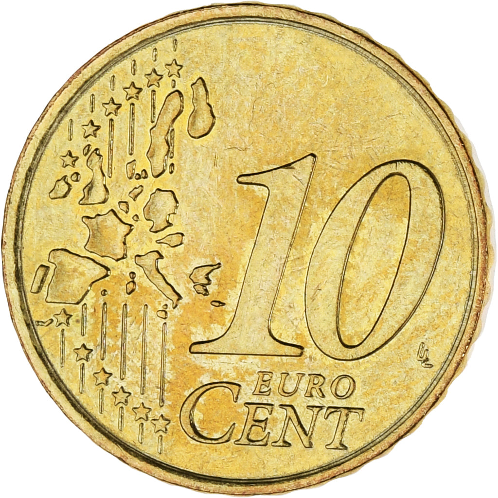 Monaco, Rainier III, 10 Euro Cent, 2001, Paris, MS(63), Brass, KM:170