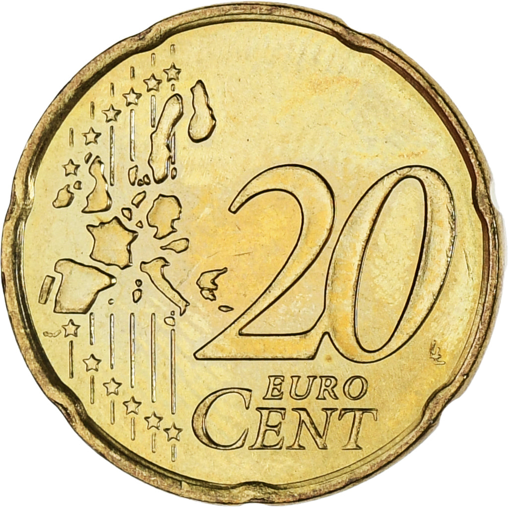 Monaco, Rainier III, 20 Euro Cent, 2001, Paris, MS(63), Brass, KM:171