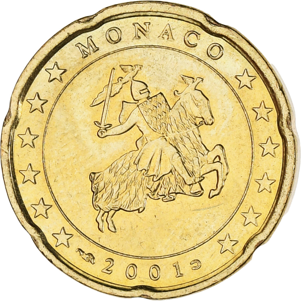 Monaco, Rainier III, 20 Euro Cent, 2001, Paris, UNC-, Tin, KM:171