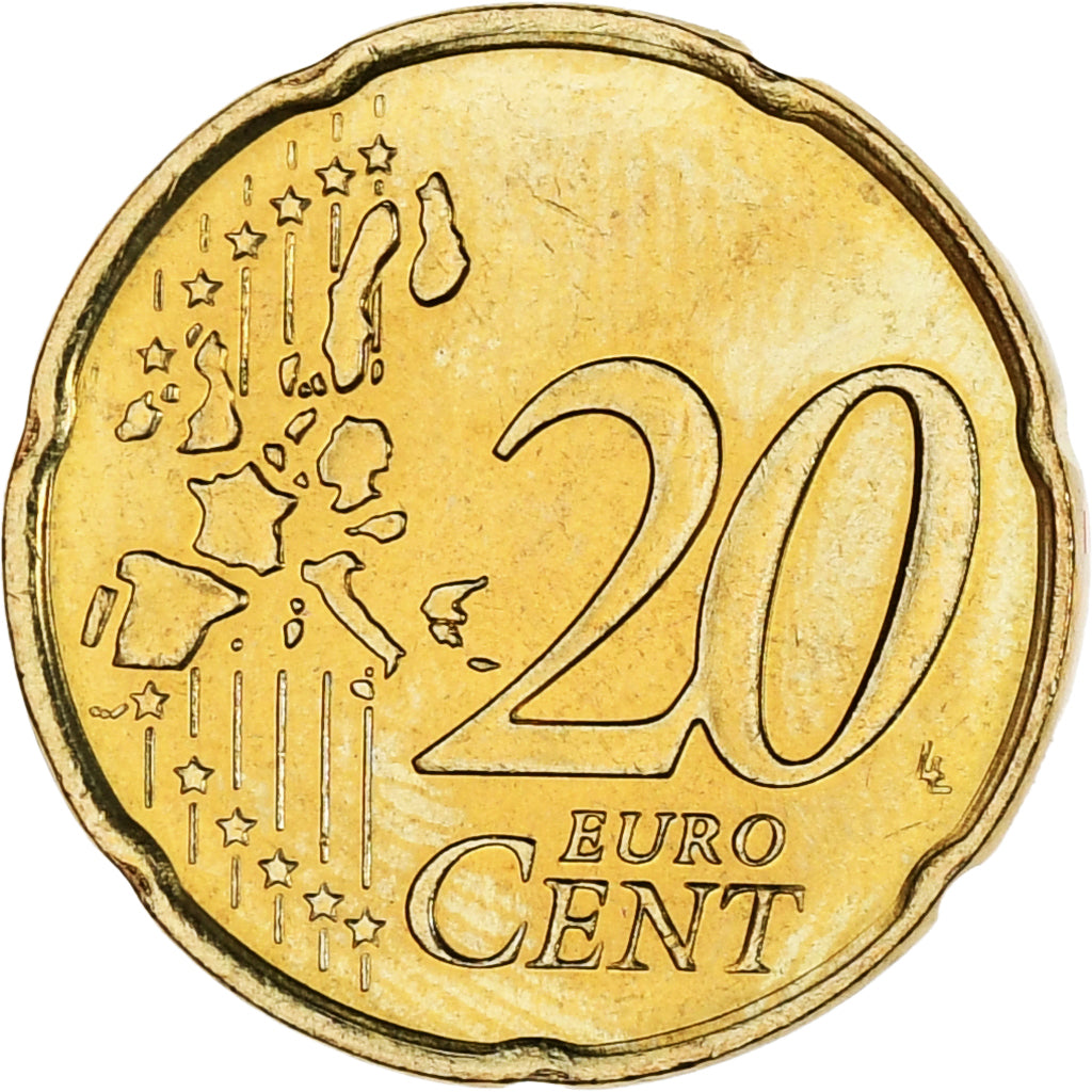 Monaco, Rainier III, 20 Euro Cent, 2001, Paris, MS(63), Brass, KM:171