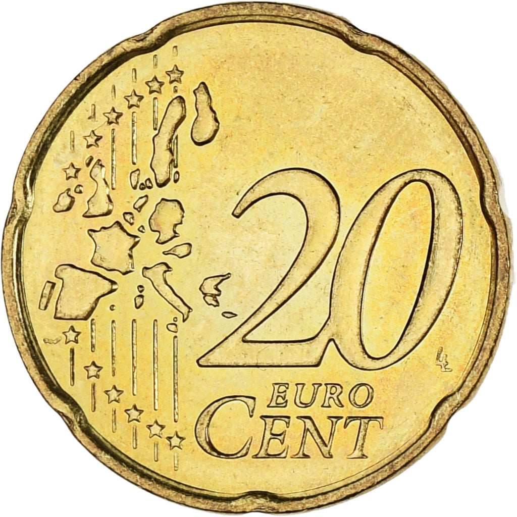 Monaco, Rainier III, 20 Euro Cent, 2001, Paris, MS(63), Brass, KM:171