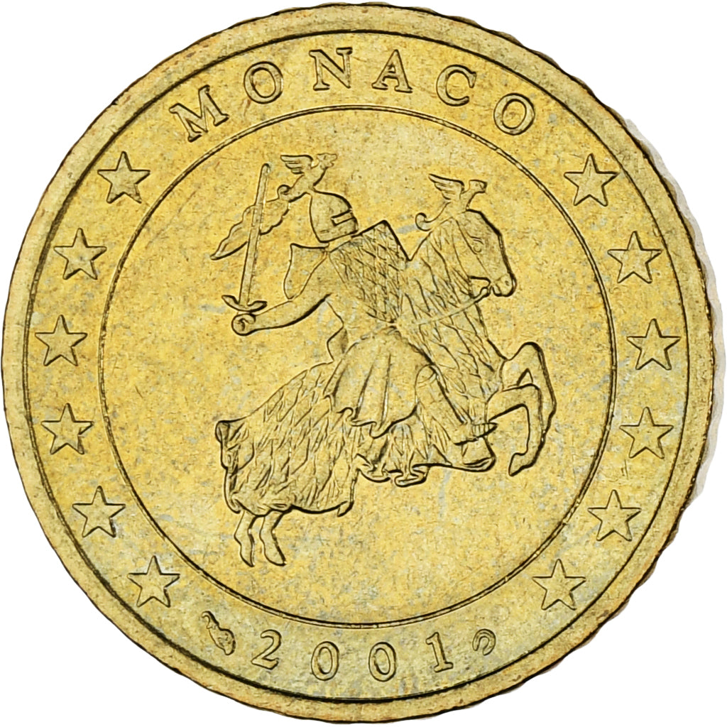 Monaco, Rainier III, 50 Euro Cent, 2001, Paris, MS(63), Brass, KM:172
