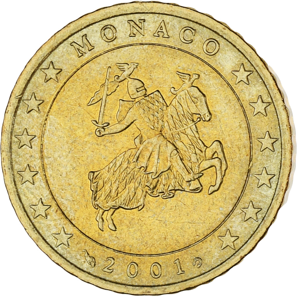 Monaco, Rainier III, 50 Euro Cent, 2001, Paris, MS(63), Brass, KM:172