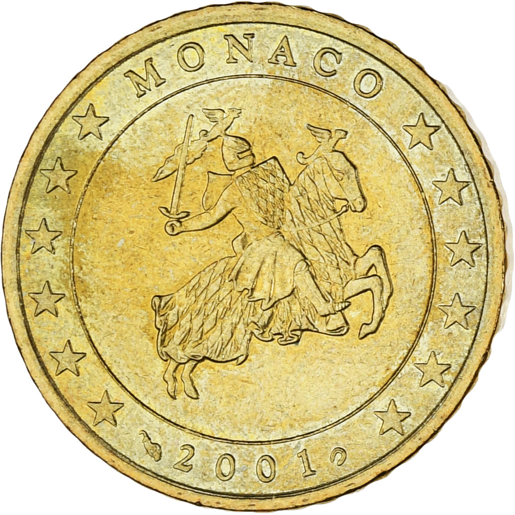 Monaco, Rainier III, 50 Euro Cent, 2001, Paris, MS(63), Brass, KM:172