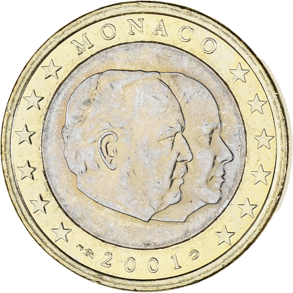 Monaco, Rainier III, Euro, 2001, Paris, MS(63), Bi-Metallic, KM:173