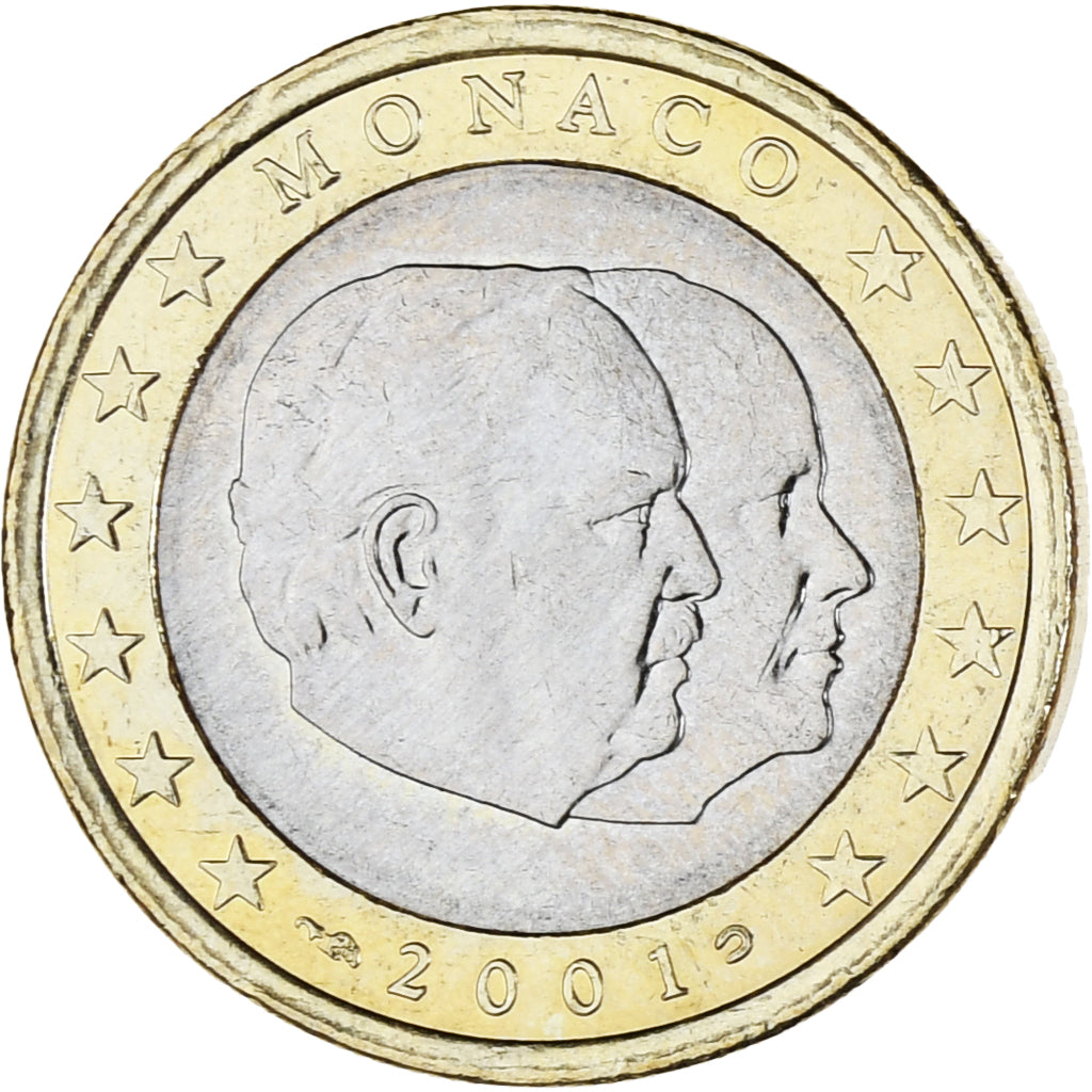 Monaco, Rainier III, Euro, 2001, Paris, MS(63), Bi-Metallic, KM:173