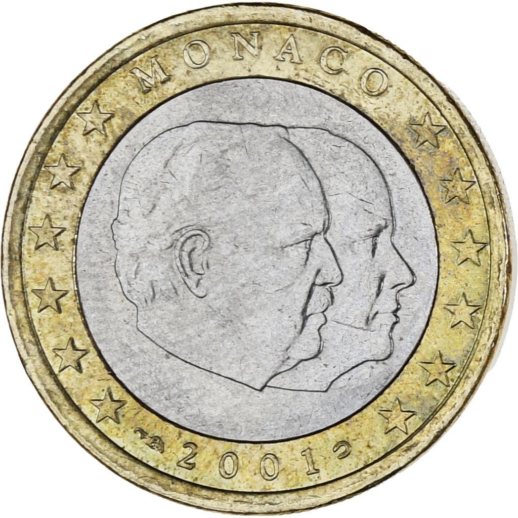 Monaco, Rainier III, Euro, 2001, Paris, MS(63), Bi-Metallic, KM:173