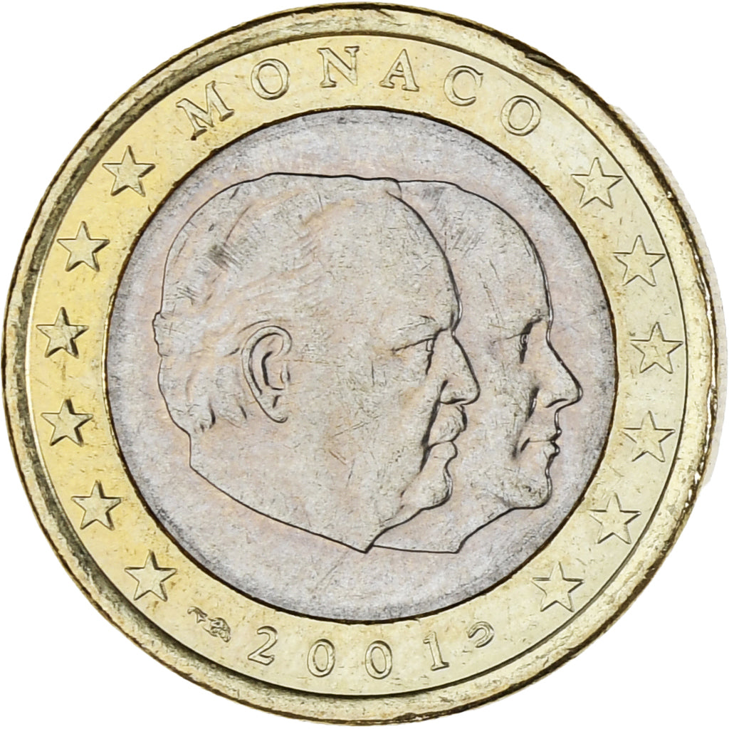 Monaco, Rainier III, Euro, 2001, Paris, MS(63), Bi-Metallic, KM:173