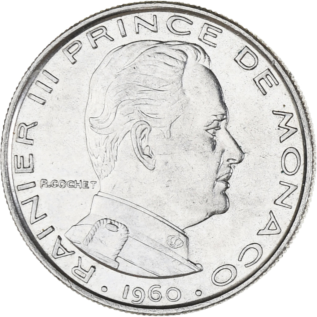 Coin, Monaco, Rainier III, Franc, 1960, AU(55-58), Nickel, KM:140
