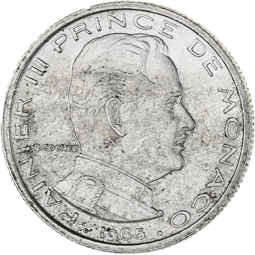 Munten, Monaco, Rainier III, 1/2 Franc, 1965, PR, Nickel, KM:145