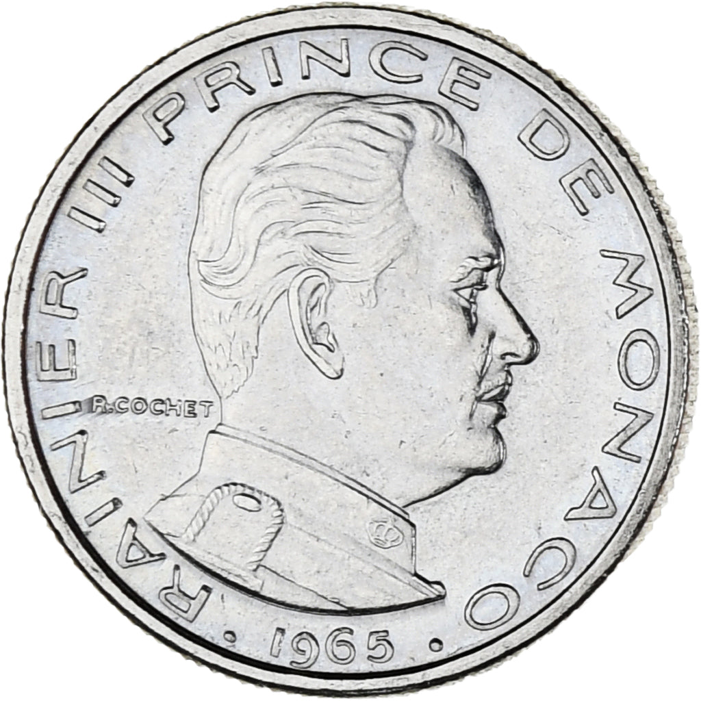 Münze, Monaco, Rainier III, 1/2 Franc, 1965, VZ, Nickel, KM:145