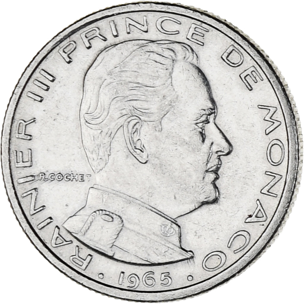 Monnaie, Monaco, Rainier III, 1/2 Franc, 1965, SPL, Nickel, KM:145